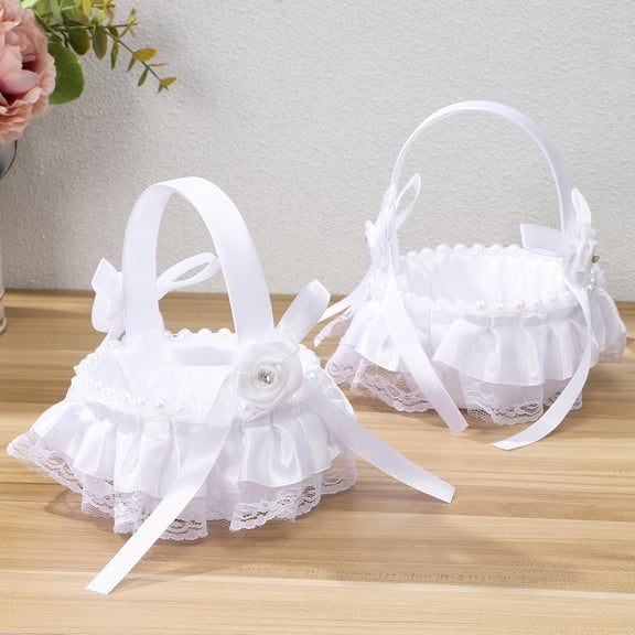 LOLIPPYY 4-Pack Girl Baskets Plastic Rose Petal Holders Wedding Ceremony Accessories