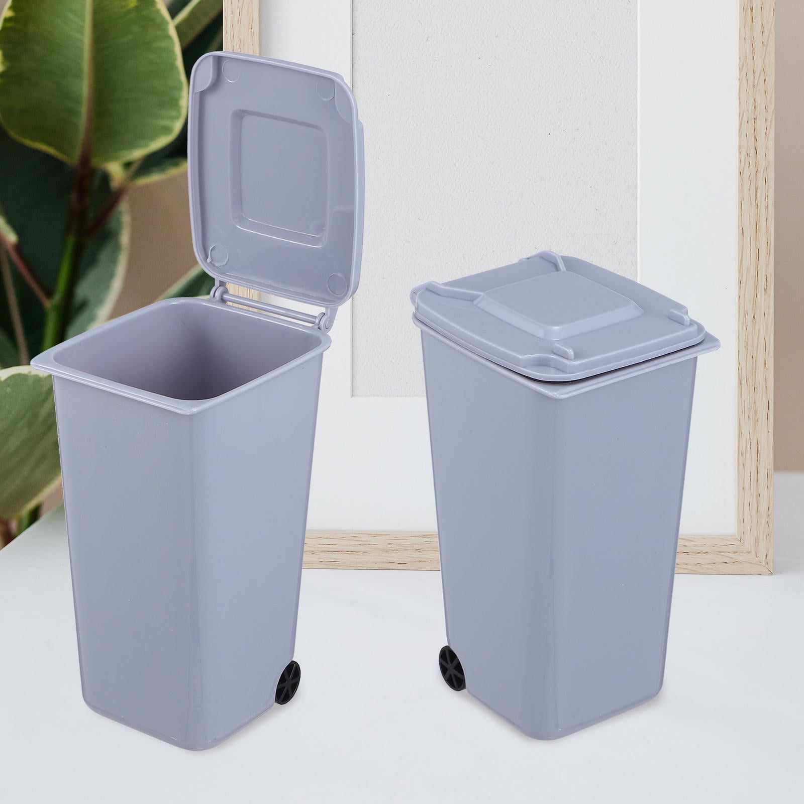 LOLIPPYY 4 Pack Mini Grey Plastic Waste Baskets Small Trash Storage lolippyy-4-pack-mini-grey-plastic-waste-baskets-small-trash-storage