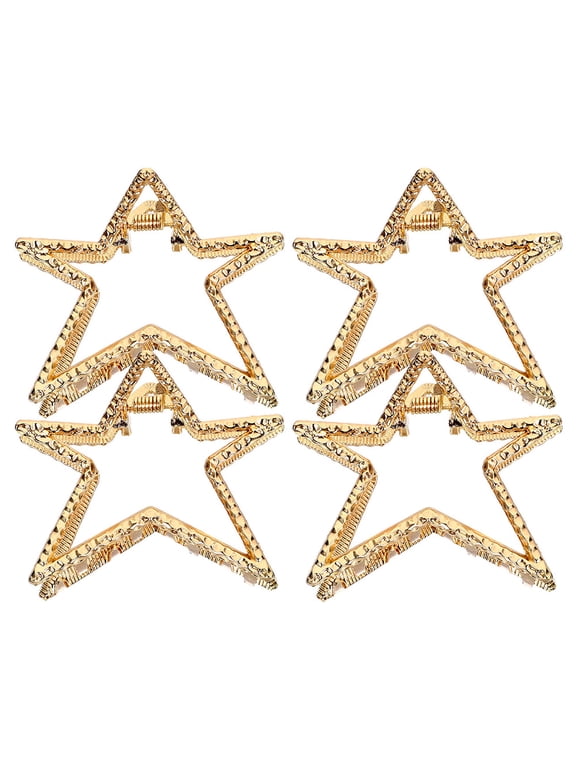 4-Pack Star Shaped Hair Clips for Women, Decorative Golden Zinc Alloy Hair Accessories