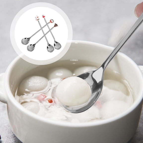 LOLIPPYY 4 Piece RustProof Stainless Steel Coffee Spoons for Eating Use Silver with Long Handle Design and Comfortable Tableware