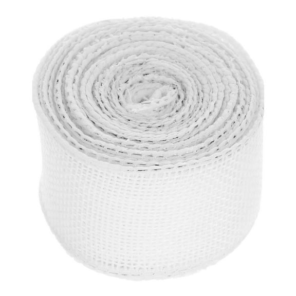 LOLIPPYY 4 Rolls Burlap Wired Ribbon White Linen Fabric Ribbon for Christmas Wreaths Craft Projects Holiday Decorations and Wrapping