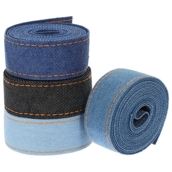 LOLIPPYY 4 Rolls of Bowknot Ribbon for Denim Ribbon Packaging Woven Fabric Bowknot Crafts