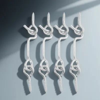 LOLIPPYY 4 Sets Privacy Hook And Eye Latch Cabin Latch Silver For Office Use