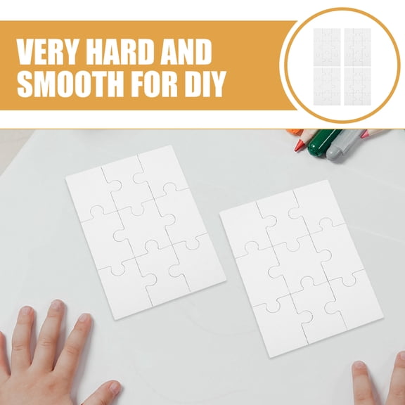 LOLIPPYY 4-Pack Blank Rectangle Jigsaw Puzzle Pieces for Sublimation Heat Transfer Crafting and Puzzle Toys