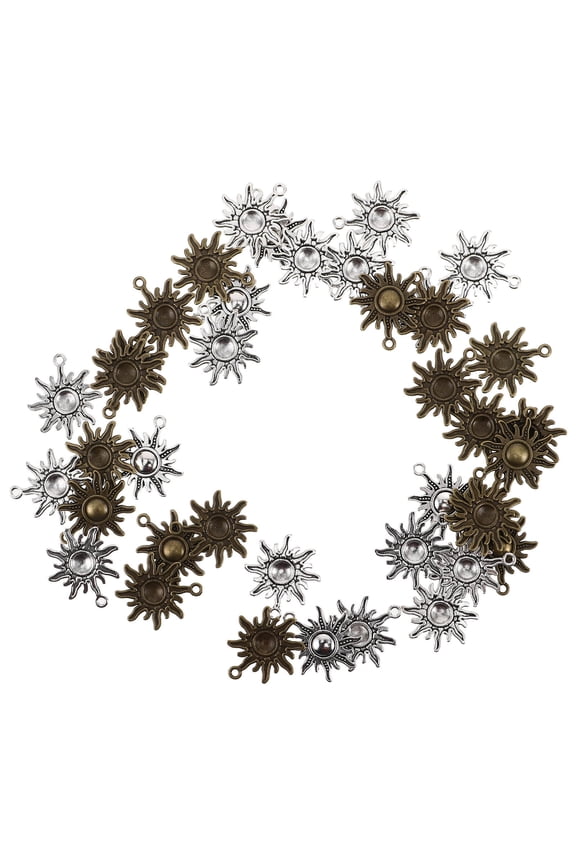 40 Pcs Sun Chain Charm Pendants Retro Style Jewelry Making Accessories Ancient Green for Bracelets and Craft Projects