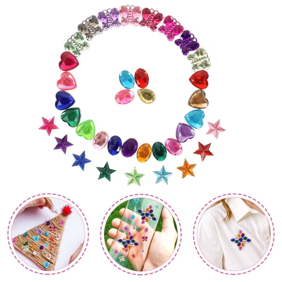 LOLIPPYY 400 Pcs Acrylic Rhinestones Gems Decor Decorative Gems Pink for Decoration