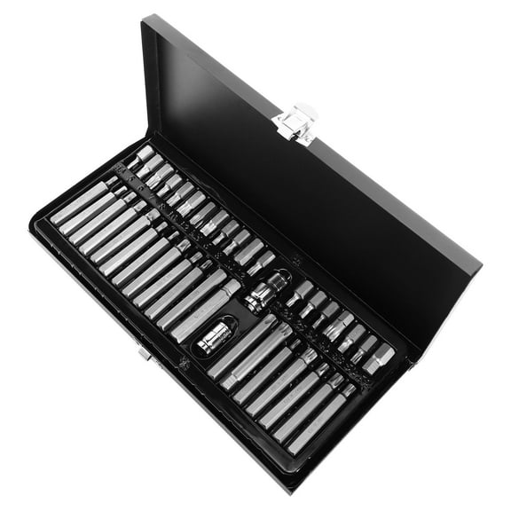 LOLIPPYY 40Pcs External Sockets Set Car Repair with Durable Plated Silver Spline and Star Bits in Portable Toolbox