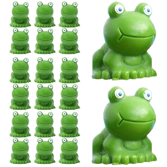 LOLIPPYY 40Pcs Frog Statue Set for Aquarium and Reptile Tank Decoration Green Resin