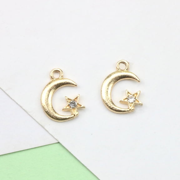LOLIPPYY 40 Pieces Alloy Rhinestone Moon and Star Charms for Making and Crafting Accessories