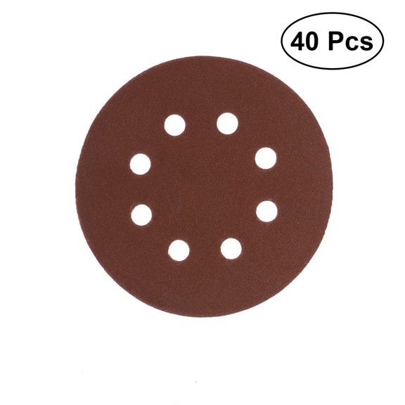 LOLIPPYY 40Pcs Hook and Loop Sanding Discs 5 Inch Dark Brown Aluminium Oxide Suitable for Random Orbit Sanders