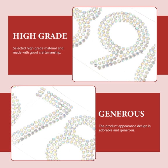 LOLIPPYY 40Pcs Plated Silver Rhinestone Number Patches Sewing Patch for Dress Hats Scarves and Bags
