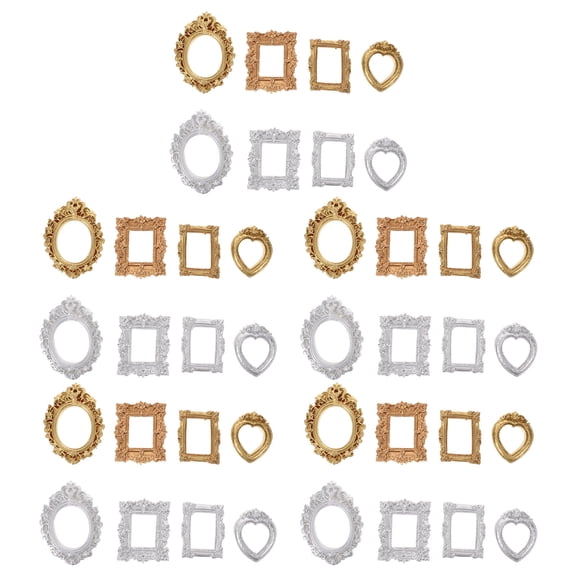 LOLIPPYY 40-Piece Small Vintage Decorative Photo Frames in Assorted Colors for Craft Projects and Dollhouse Decoration