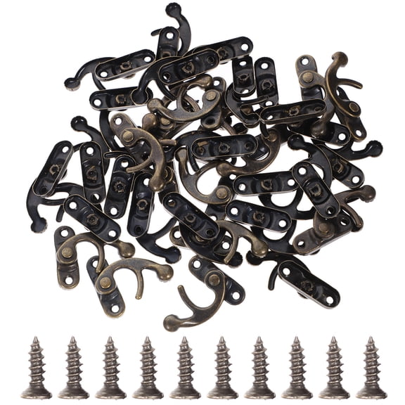 LOLIPPYY 40Pcs Right Latch Hook Swing Arm Hasp Lock Antique Brass Wooden Box Latches for Door
