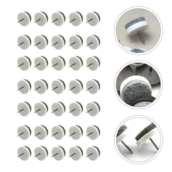 LOLIPPYY 40Pcs White Thick Furniture Glide Foot Nails for Home Use Floor Protector and Chair Accessories