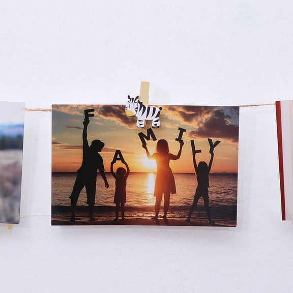 LOLIPPYY 40Pcs Wood Photo Clips Zebra Pattern for Hanging Photos Cards and Crafts Assorted Color