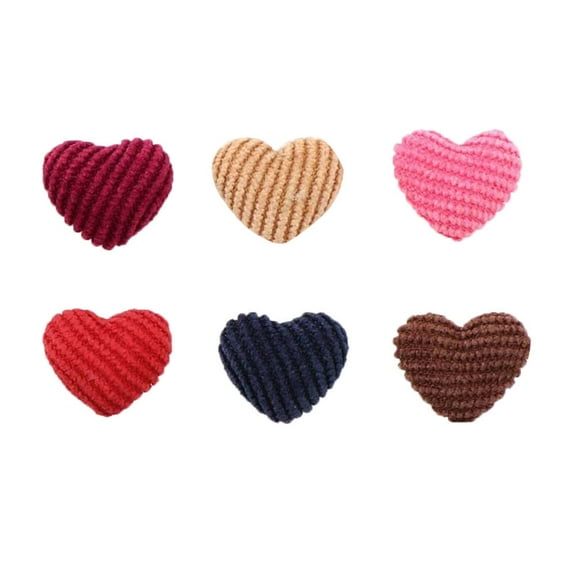 LOLIPPYY 40pcs Corduroy Heart-Shaped Buttons for Clothes, Flat Back Covered Decorative Buttons, Random Mixed Colors