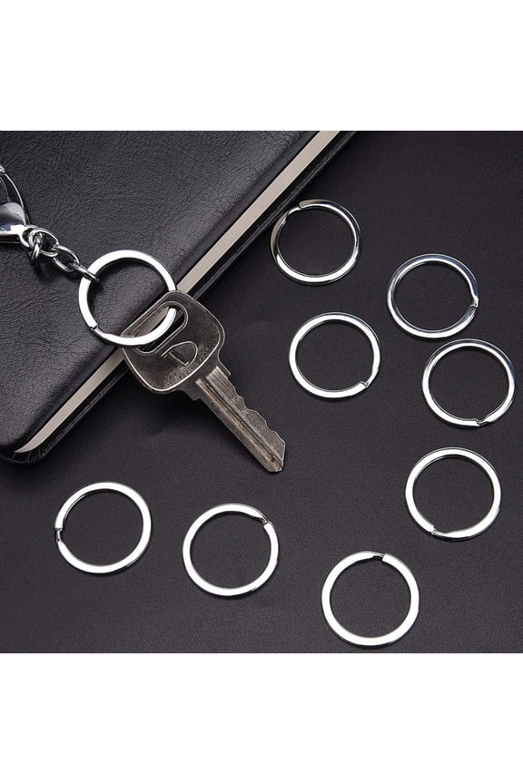 40 Pieces Craft Keychain , Metal Round for Crafting Projects, Tone