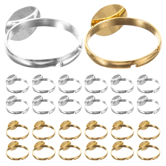 LOLIPPYY 40pcs Finding Flat Base Adjustable Blank Findings Finegr Tray Accessories for Making (Assorted Color)