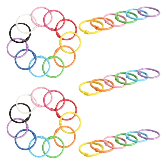 LOLIPPYY 40pcs Multi-Color Metal Keyrings with Assorted Colors for Organizing Index Cards and School Use