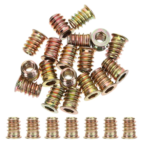 LOLIPPYY 40pcs M6x13 Threaded Insert Furniture Screw-In Nuts Wood Bolt Fasteners for 3D Printing Projects