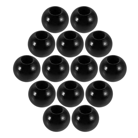LOLIPPYY 40 Large Black Wooden Beads with Big Holes for Jewelry Making, Bracelets, Necklaces, Craft Projects and Accessories