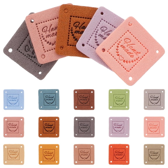LOLIPPYY 45Pcs Craft PU Sewing Labels Assorted Color for Handmade Crochet Clothes and Accessories