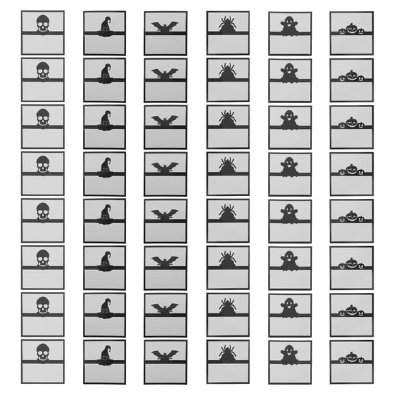 LOLIPPYY 48Pcs Folding Tent Place Cards Black Pumpkin for Buffet Food Labels Decor