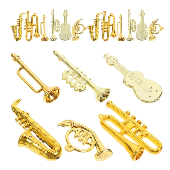 LOLIPPYY 48Pcs Handmade Golden Dollhouse Musical Instrument Ornaments for Elegant Decoration