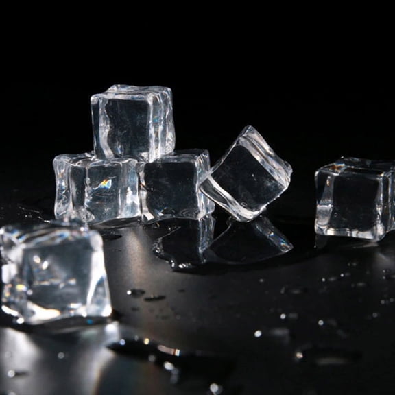 LOLIPPYY 48Pcs Reusable Ice Cubes Props Made of Premium Transparent Plastic for Food Showcase Decoration