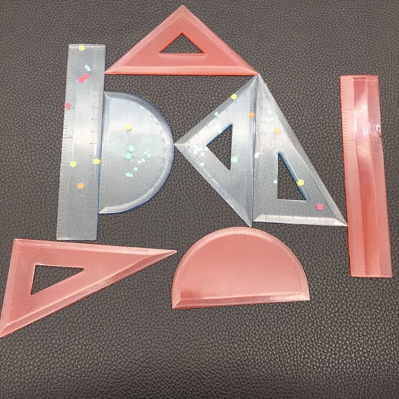 LOLIPPYY 4PCS Transparent Geometric Casting Molds Epoxy Resin Ruler Set for Craft Projects and Design Tools