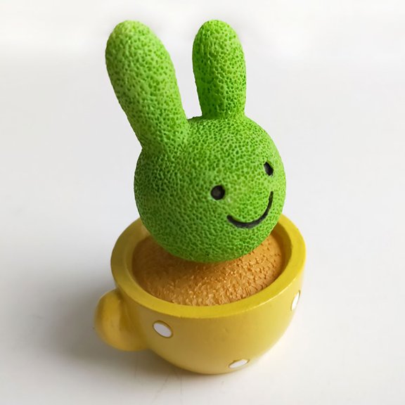 LOLIPPYY Set of 4 Small Spring Cactus Potted Plants for Decor and Cake Baking Ornaments in Green