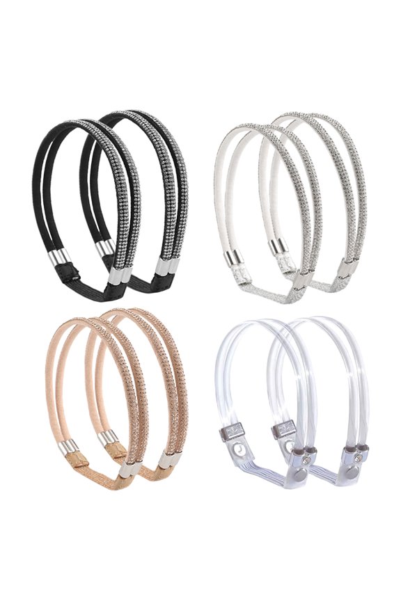 4Pairs Decorative Rhinestone Elastic Shoe Straps for Heels Sandals with Anti-Drop Feature