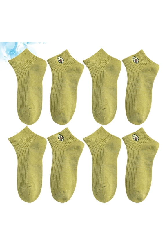 4Pairs Olive Green Ankle Socks Fashion Short Cotton Socks Sweat Wicking Comfortable