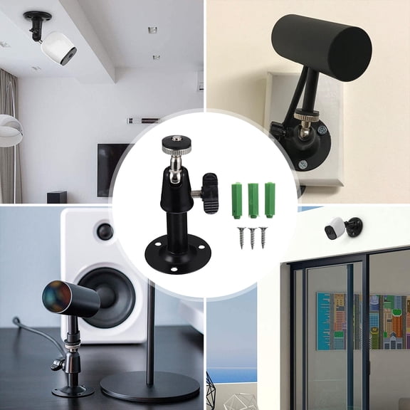 LOLIPPYY 4Pcs 360 Degree Swivel Black Security Camera Mount Brackets with Tilt Adjustment