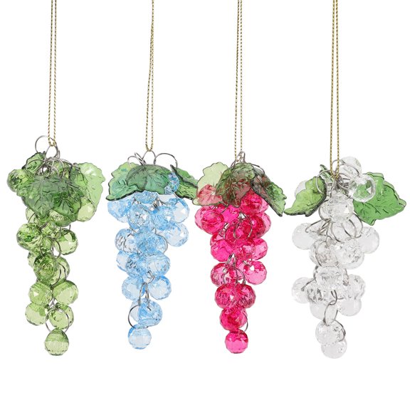 LOLIPPYY 4Pcs Acrylic Grape Beaded Hanging Ornament for Front Door Wall and Dining Room Decor
