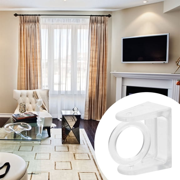 LOLIPPYY 4Pcs Adhesive Curtain Pole Brackets with Full Angle Adjustment for Home Mount