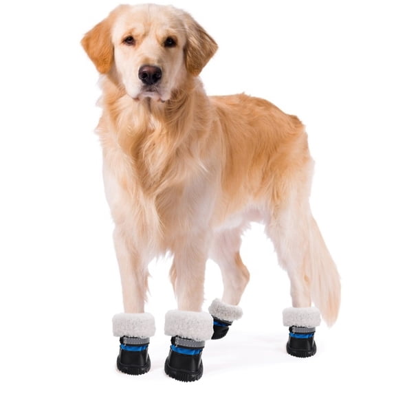 LOLIPPYY 4Pcs Adjustable Blue Dog Paw Protectors Comfortable Pet Shoes with Traction and Easy Wear