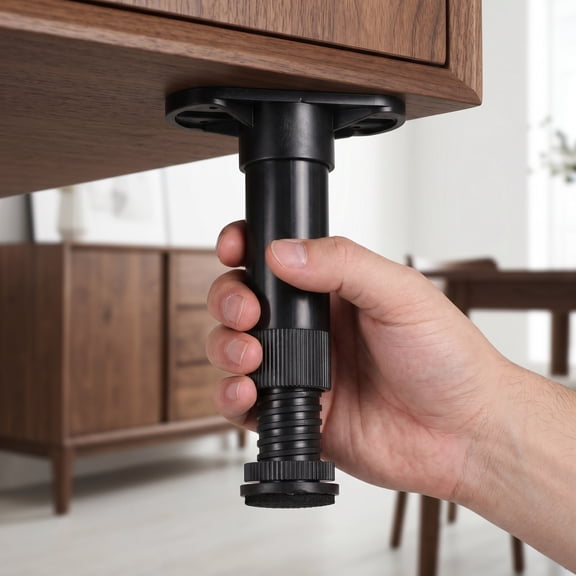 LOLIPPYY 4Pcs Adjustable Locking Furniture Legs for Bed Frame Black Plastic for Cabinet Support