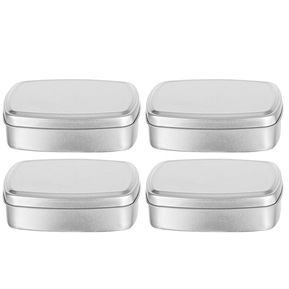 LOLIPPYY 4Pcs Aluminium Box with Lid Silver Storage Solution for Travel