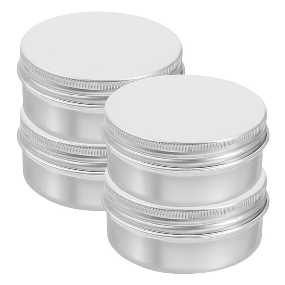 LOLIPPYY Set of 4 Aluminum Round Tin Boxes Reusable Storage Containers for Makeup, Candy, Craft Supplies and Small Items