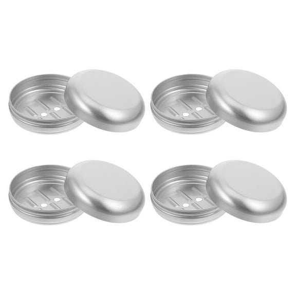 LOLIPPYY Set of 4 Aluminum Soap Dishes with Drain Holes for Bathroom and Kitchen, Finish
