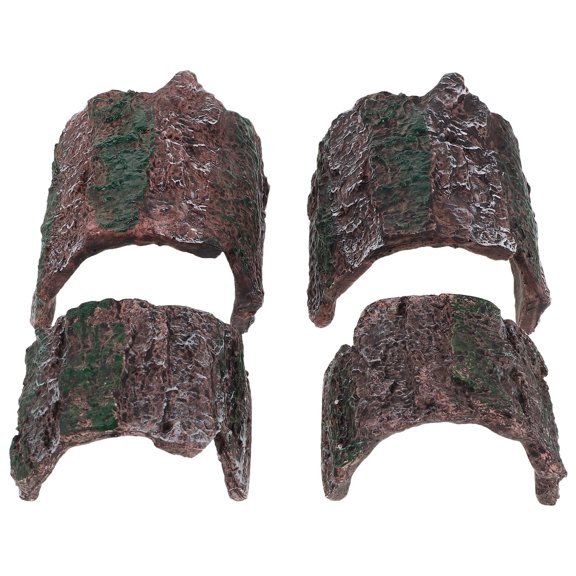 LOLIPPYY 4Pcs Aquarium Log Shelter and Reptile Bark Hide for Small Animal Resting and Hiding