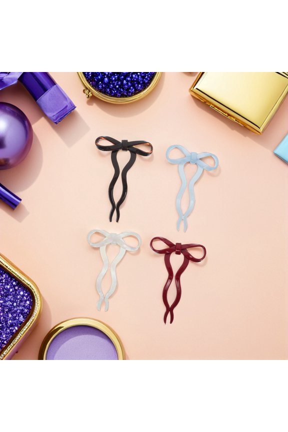 4-Pack Assorted Bow Hair Clips for Girls, Easy Styling and Secure Hold, Cute Hair Accessories Set