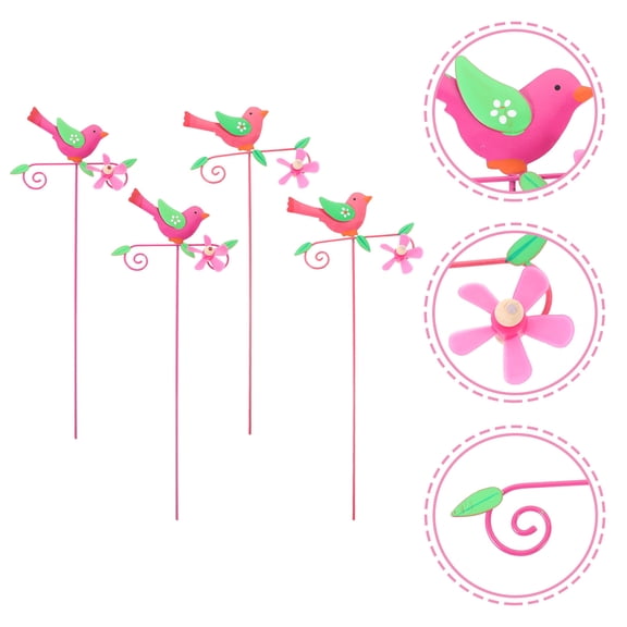 LOLIPPYY 4Pcs Assorted Color Birds Lawn Stakes for Garden Decoration with Lifelike Swinging Design