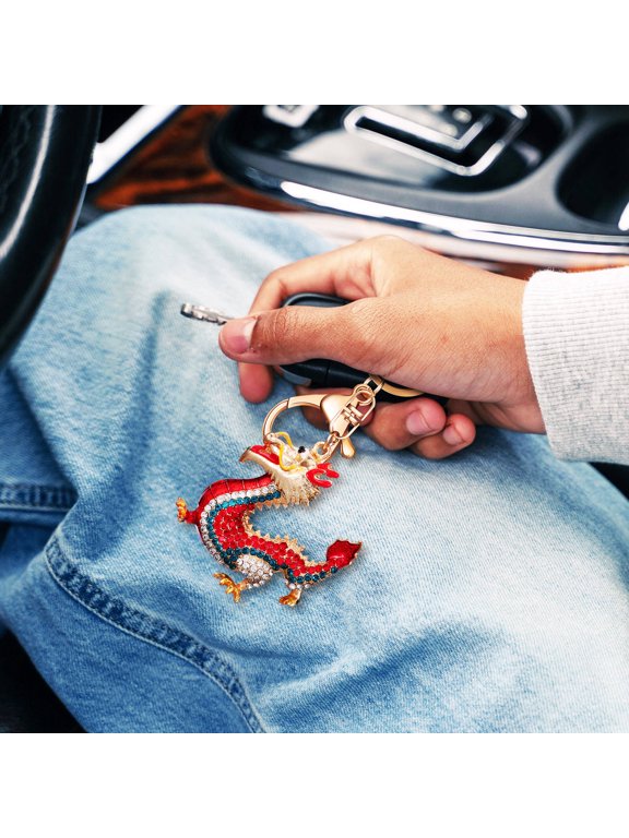 Metal Dragon Keychain Assorted Color Auspicious Design for New Year 4Pcs