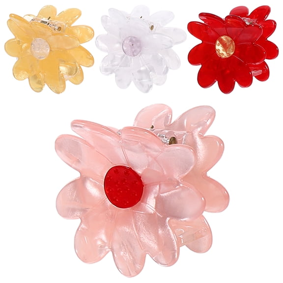 LOLIPPYY 4Pcs Assorted Color Flower Claw Clips Hair Clamp Holder for Makeup Cooking Bathing