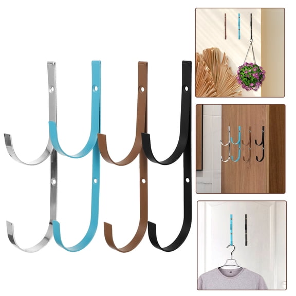 LOLIPPYY 4Pcs Assorted Color Iron Wall Hooks Multipurpose Pole Hangers for Home Doors Cabinets and Decks