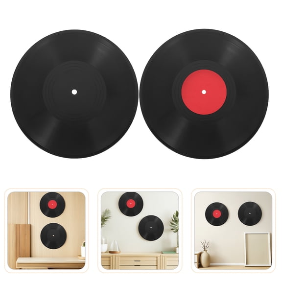 LOLIPPYY 4-Piece Assorted Color Vinyl Record Wall Decor Set, Retro Style Decorative Discs for Home and Office Wall Art