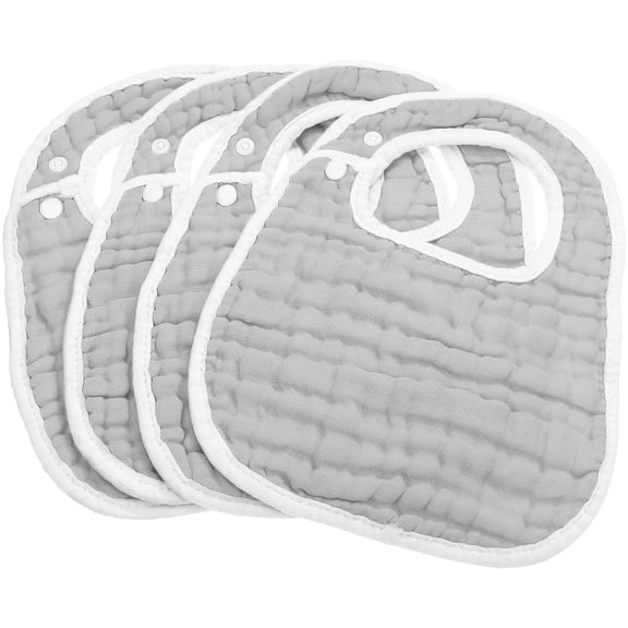 LOLIPPYY 4Pcs Baby Drool Bibs Grey Cotton Absorbent Protects Clothes Drooling Prevention