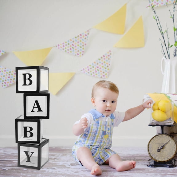 LOLIPPYY 4Pcs Balloon Display Box Black PVC Decoration Photo Backgrounds Birthday Party Theme